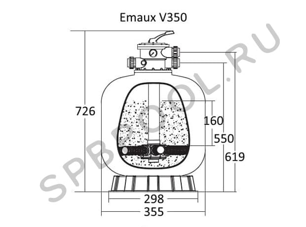 Размеры (мм) фильтр Emaux V350 - Spbpool.ru