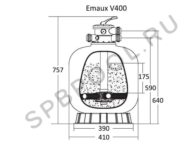 Размеры (мм) фильтр Emaux V400 - Spbpool.ru